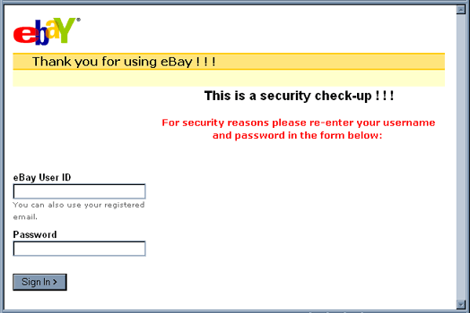 eBay Security Test Check Up !!! - Email Phishing Scam