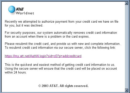 Billing Update Requested (URGENT) - Email Scam