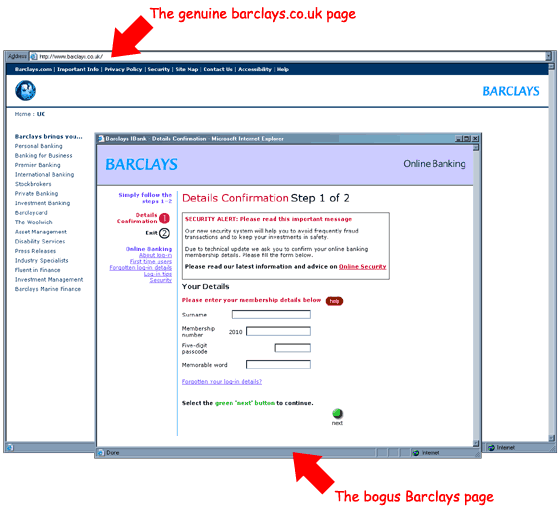 Official Notice for all users of Barclays IBank - bogus web page
