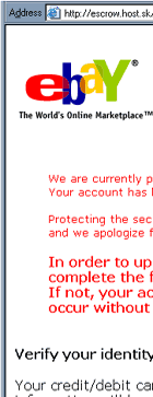 eBay verify account phishing page
