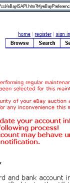 eBay verify account phishing page