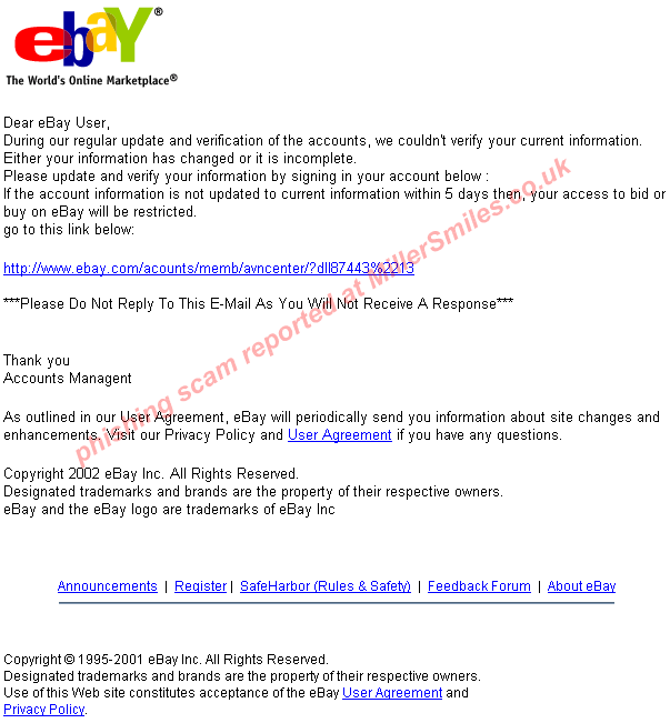 eBay Database Update (DO NOT IGNORE)