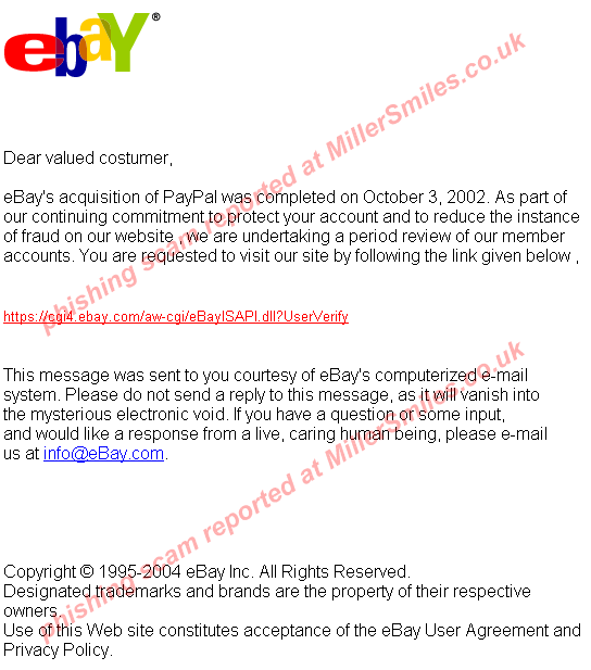 Your eBay account can be suspended! - email