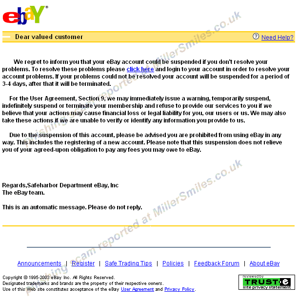 [TKO] : your eBay account could be suspended