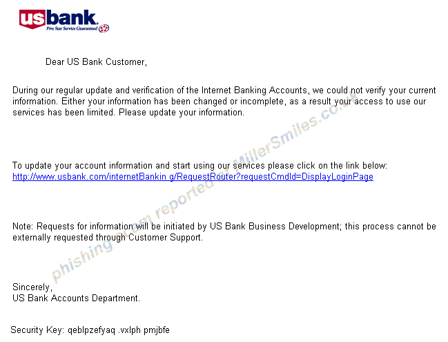 USBANK.COM URGENT NOTIFICATIOtn - forged US Bank email